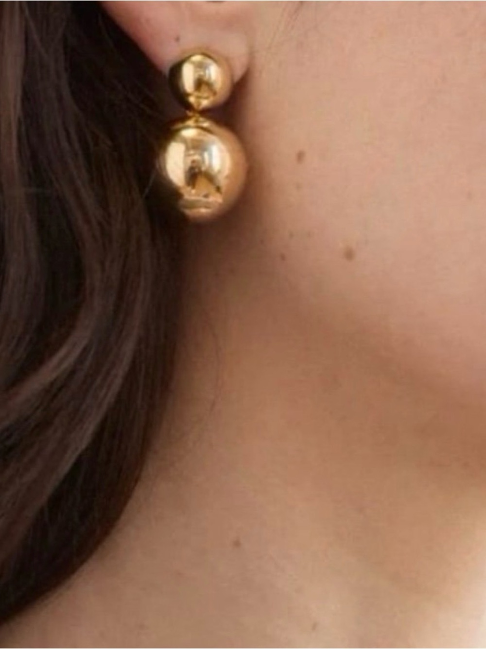 Classy Double Bauble Gold Drop Earrings